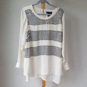 Lane Bryant Cream Sequined Longsleeve Top 14/16